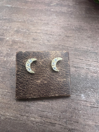 Pave Moon Post Earring