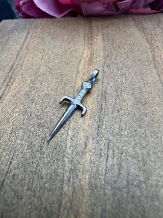 Antiqued Silver Dagger Charm