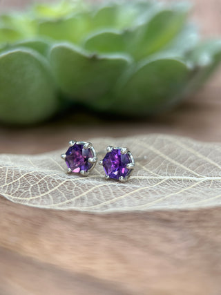 Amethyst Hex Studs