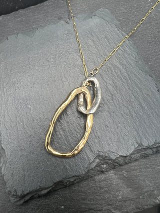 Asymmetrical Open Link Necklace: Mixed Metal