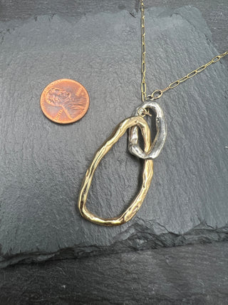 Asymmetrical Open Link Necklace: Mixed Metal