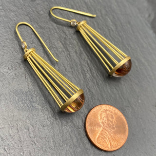 Gold Cage Quartz Earrings