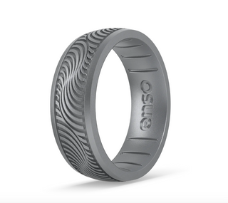 Etched Tides Silicone Ring: Silver
