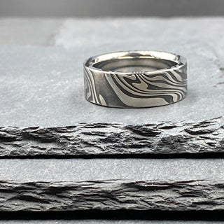 Damascus Steel Ring - Notan