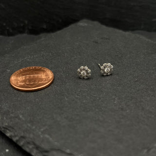 Moonflower Charm Studs with Diamond
