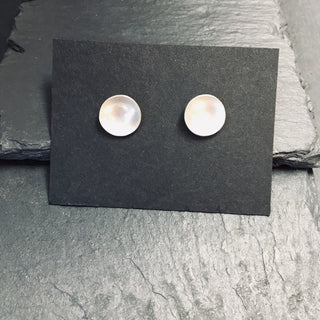 Brushed Concave Circle Earrings