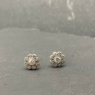 Moonflower Charm Studs with Diamond